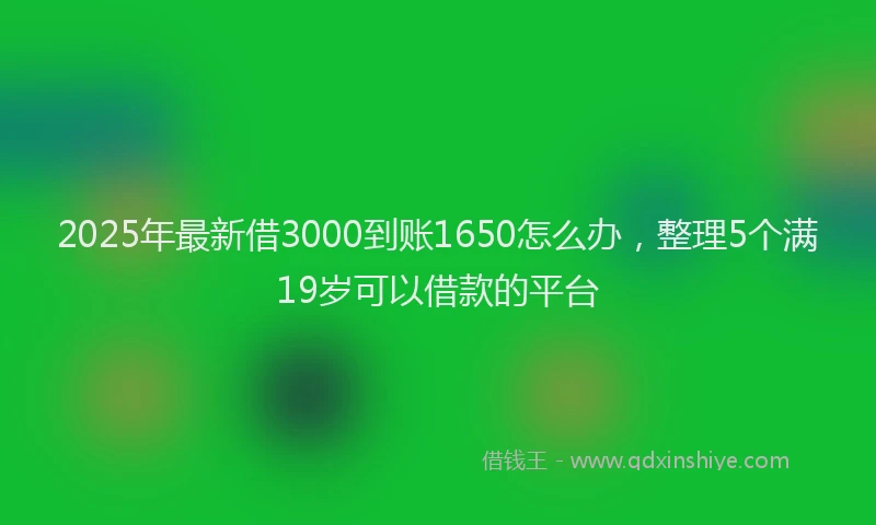 2025年最新借3000到账1650怎么办，整理5个满19岁可以借款的平台