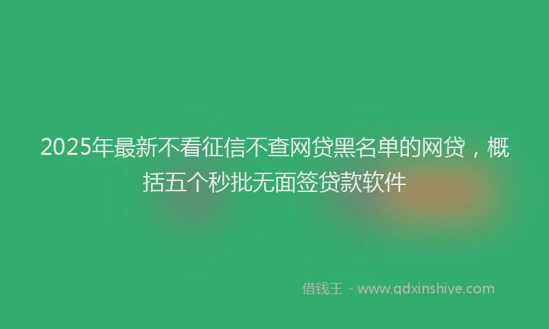 2025年最新不看征信不查网贷黑名单的网贷，概括五个秒批无面签贷款软件