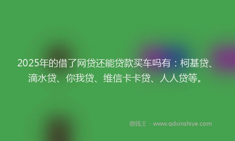 2025年的借了网贷还能贷款买车吗有：柯基贷、滴水贷、你我贷、维信卡卡贷、人人贷等。