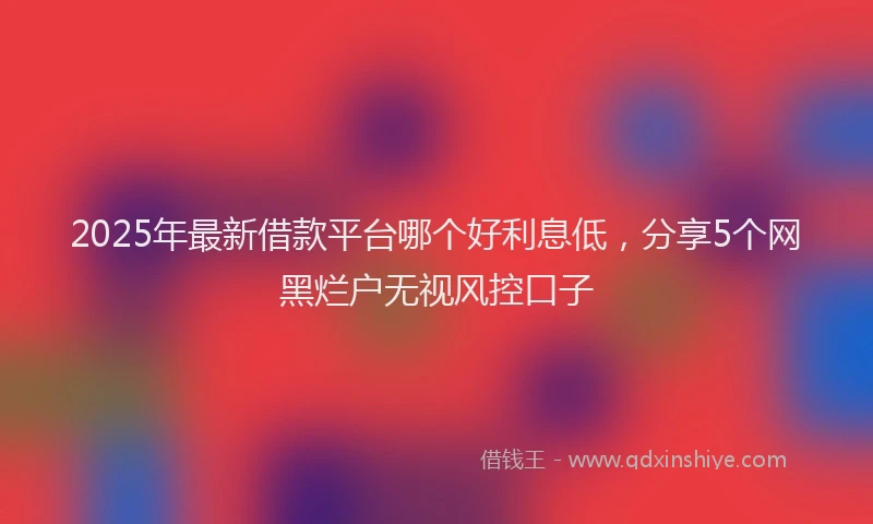 2025年最新借款平台哪个好利息低，分享5个网黑烂户无视风控口子