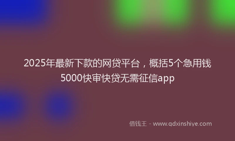 2025年最新下款的网贷平台，概括5个急用钱5000快审快贷无需征信app
