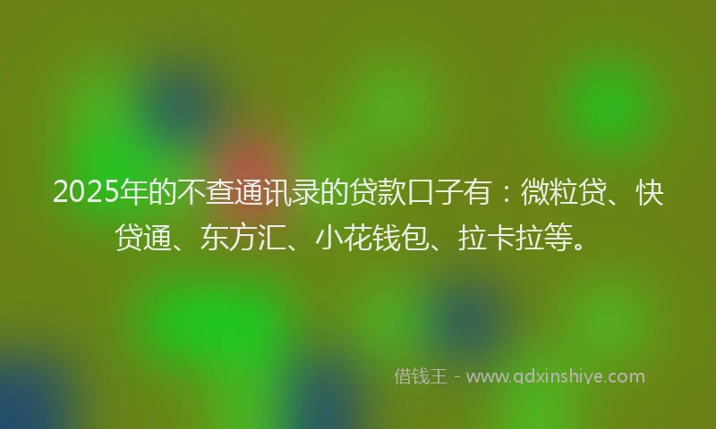 2025年的不查通讯录的贷款口子有：微粒贷、快贷通、东方汇、小花钱包、拉卡拉等。
