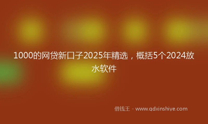 1000的网贷新口子2025年精选，概括5个2024放水软件