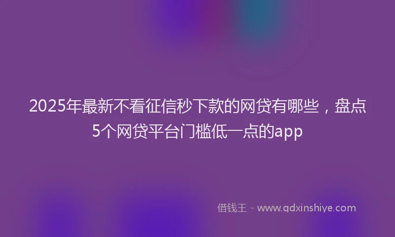 2025年最新不看征信秒下款的网贷有哪些，盘点5个网贷平台门槛低一点的app