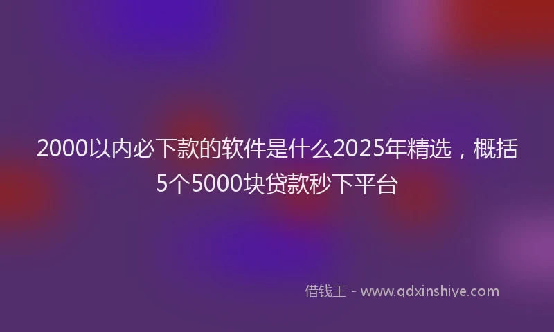 2000以内必下款的软件是什么2025年精选，概括5个5000块贷款秒下平台