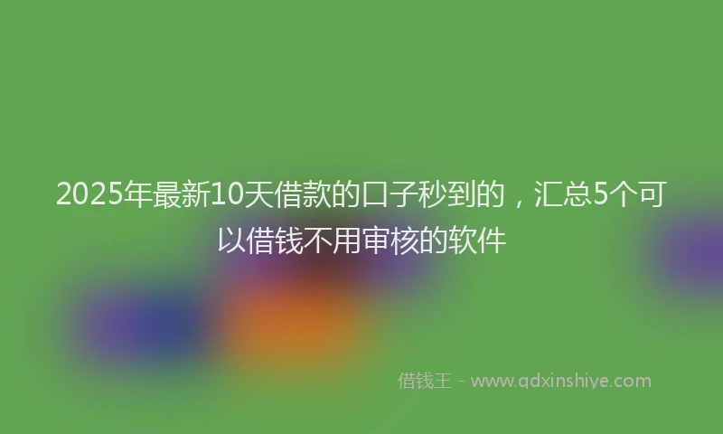 2025年最新10天借款的口子秒到的，汇总5个可以借钱不用审核的软件