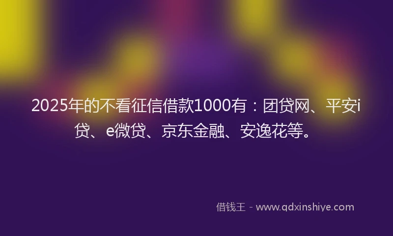 2025年的不看征信借款1000有：团贷网、平安i贷、e微贷、京东金融、安逸花等。