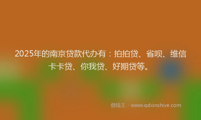 2025年的南京贷款代办有：拍拍贷、省呗、维信卡卡贷、你我贷、好期贷等。