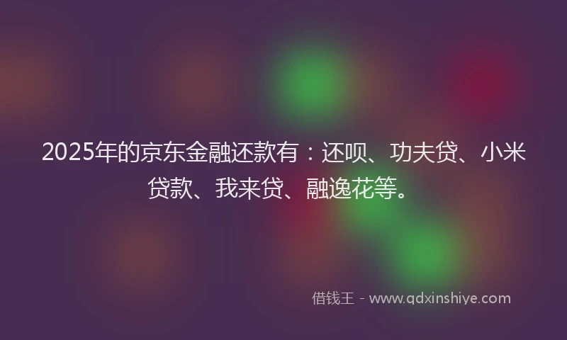 2025年的京东金融还款有：还呗、功夫贷、小米贷款、我来贷、融逸花等。