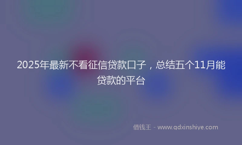 2025年最新不看征信贷款口子，总结五个11月能贷款的平台