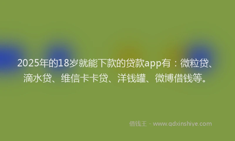 2025年的18岁就能下款的贷款app有：微粒贷、滴水贷、维信卡卡贷、洋钱罐、微博借钱等。