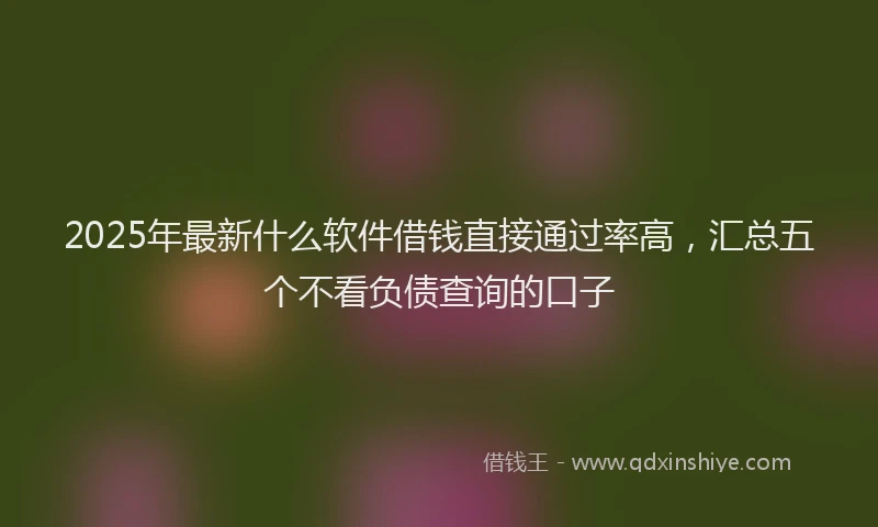 2025年最新什么软件借钱直接通过率高，汇总五个不看负债查询的口子