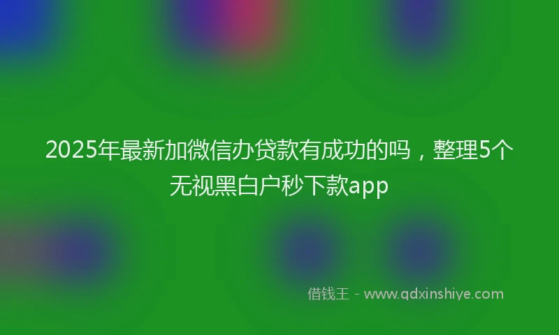 2025年最新加微信办贷款有成功的吗，整理5个无视黑白户秒下款app