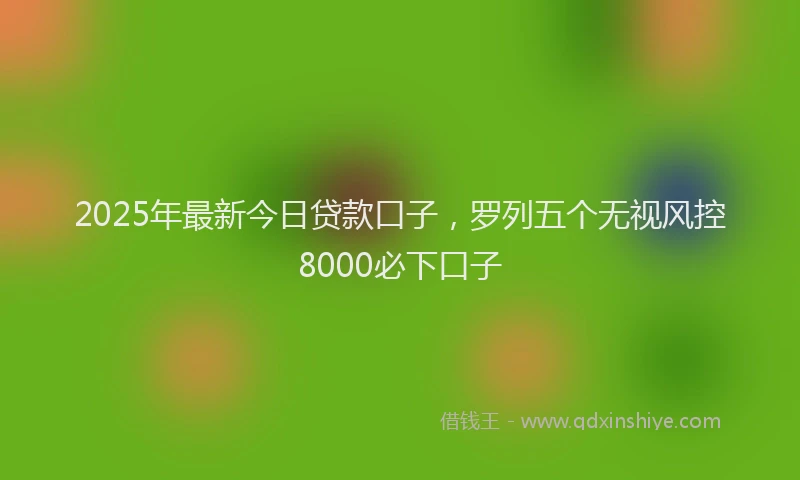 2025年最新今日贷款口子，罗列五个无视风控8000必下口子
