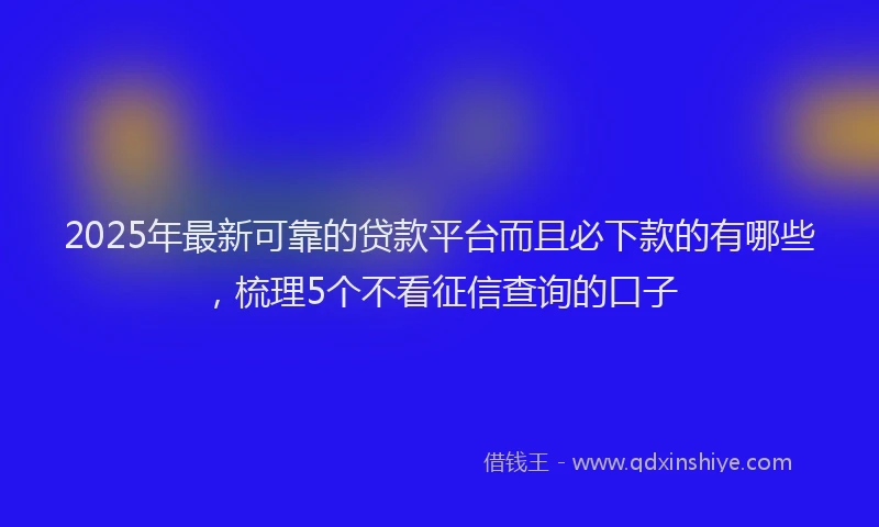2025年最新可靠的贷款平台而且必下款的有哪些，梳理5个不看征信查询的口子