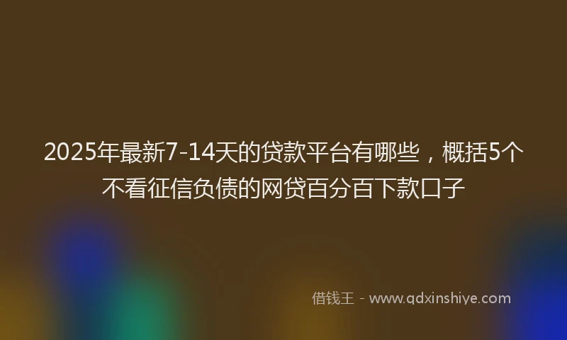 2025年最新7-14天的贷款平台有哪些，概括5个不看征信负债的网贷百分百下款口子