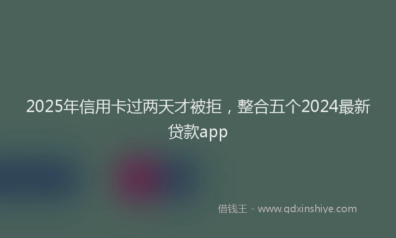 2025年信用卡过两天才被拒，整合五个2024最新贷款app