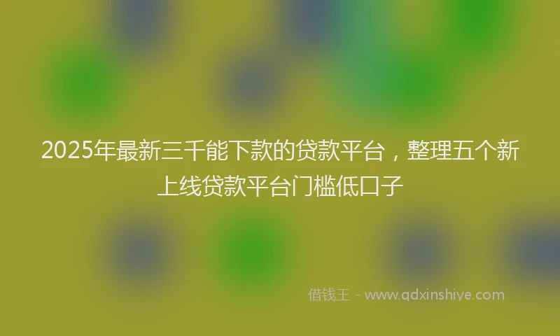 2025年最新三千能下款的贷款平台，整理五个新上线贷款平台门槛低口子