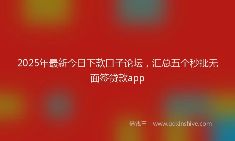 2025年最新今日下款口子论坛，汇总五个秒批无面签贷款app