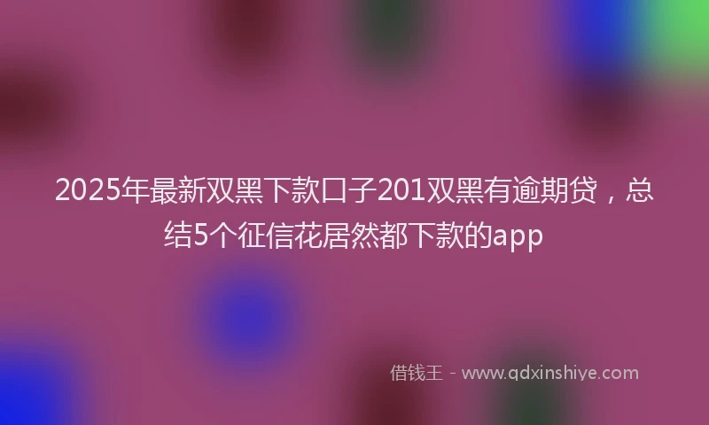 2025年最新双黑下款口子201双黑有逾期贷，总结5个征信花居然都下款的app