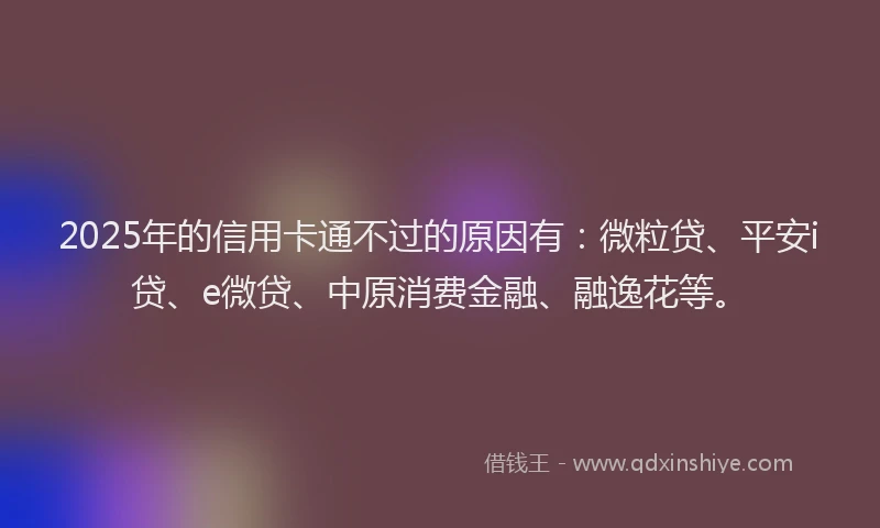 2025年的信用卡通不过的原因有：微粒贷、平安i贷、e微贷、中原消费金融、融逸花等。