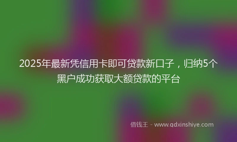 2025年最新凭信用卡即可贷款新口子，归纳5个黑户成功获取大额贷款的平台