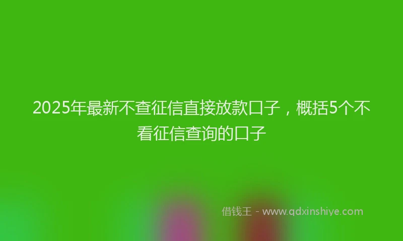 2025年最新不查征信直接放款口子，概括5个不看征信查询的口子