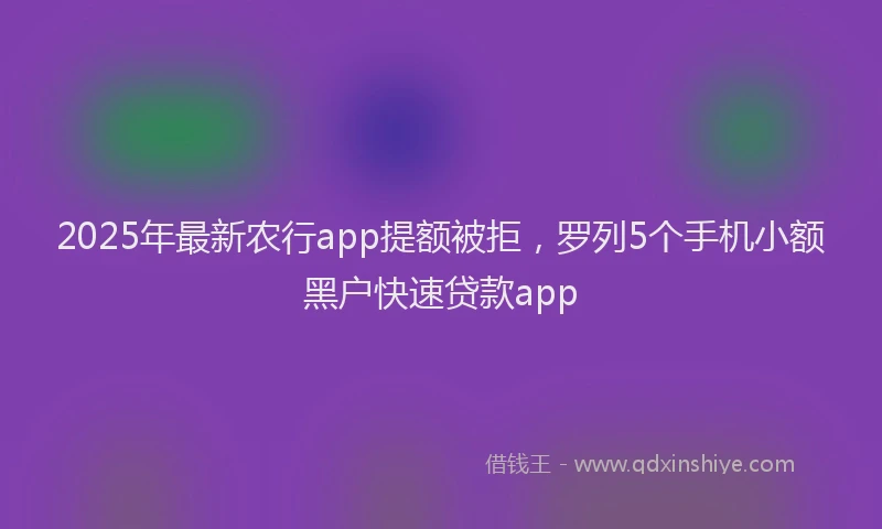 2025年最新农行app提额被拒，罗列5个手机小额黑户快速贷款app