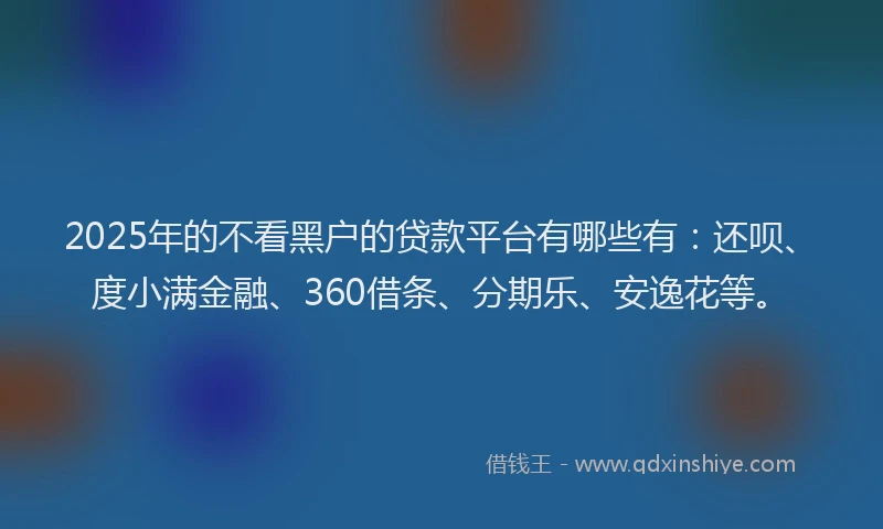 2025年的不看黑户的贷款平台有哪些有：还呗、度小满金融、360借条、分期乐、安逸花等。