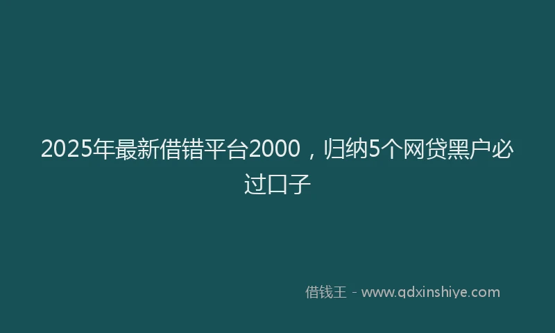 2025年最新借错平台2000，归纳5个网贷黑户必过口子