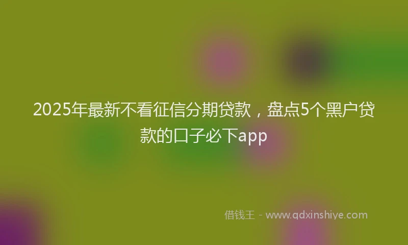 2025年最新不看征信分期贷款，盘点5个黑户贷款的口子必下app