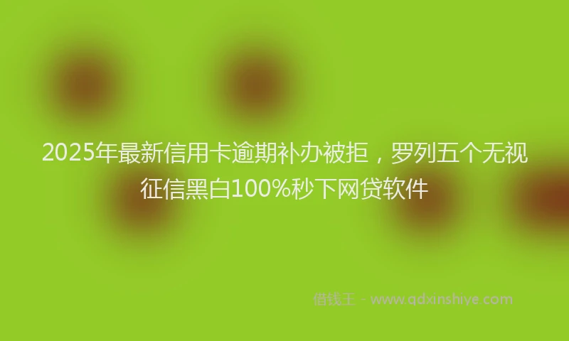 2025年最新信用卡逾期补办被拒，罗列五个无视征信黑白100%秒下网贷软件