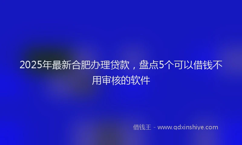 2025年最新合肥办理贷款，盘点5个可以借钱不用审核的软件