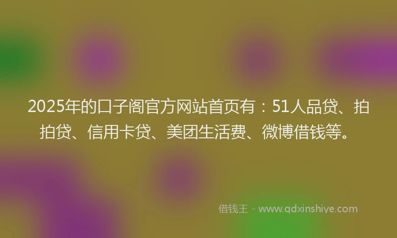2025年的口子阁官方网站首页有：51人品贷、拍拍贷、信用卡贷、美团生活费、微博借钱等。