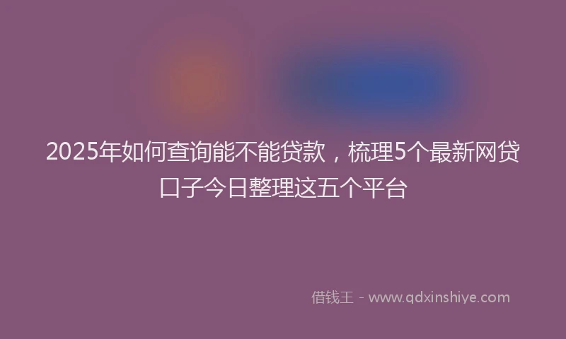 2025年如何查询能不能贷款，梳理5个最新网贷口子今日整理这五个平台