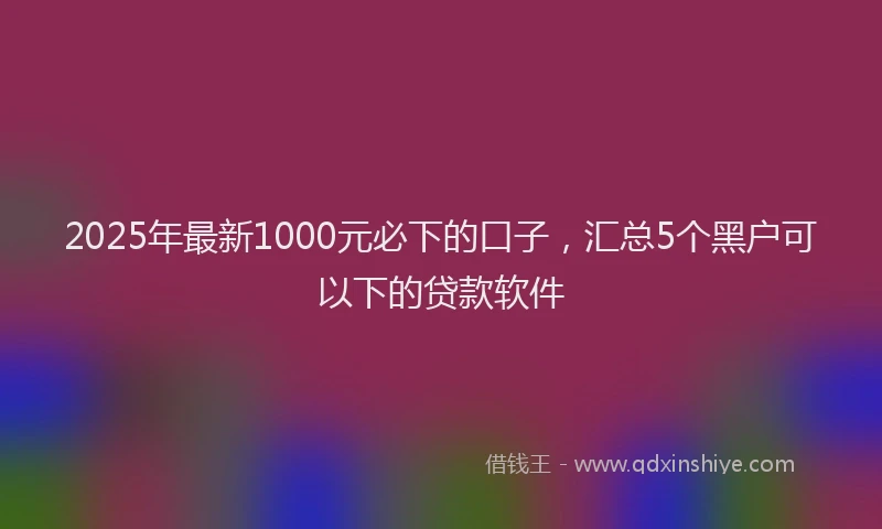 2025年最新1000元必下的口子，汇总5个黑户可以下的贷款软件