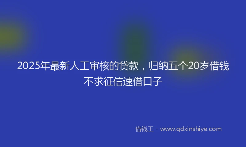 2025年最新人工审核的贷款，归纳五个20岁借钱不求征信速借口子