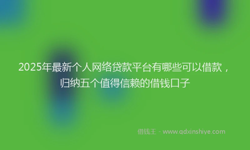 2025年最新个人网络贷款平台有哪些可以借款，归纳五个值得信赖的借钱口子
