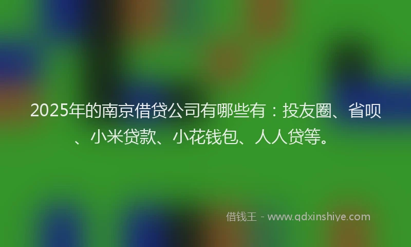 2025年的南京借贷公司有哪些有：投友圈、省呗、小米贷款、小花钱包、人人贷等。