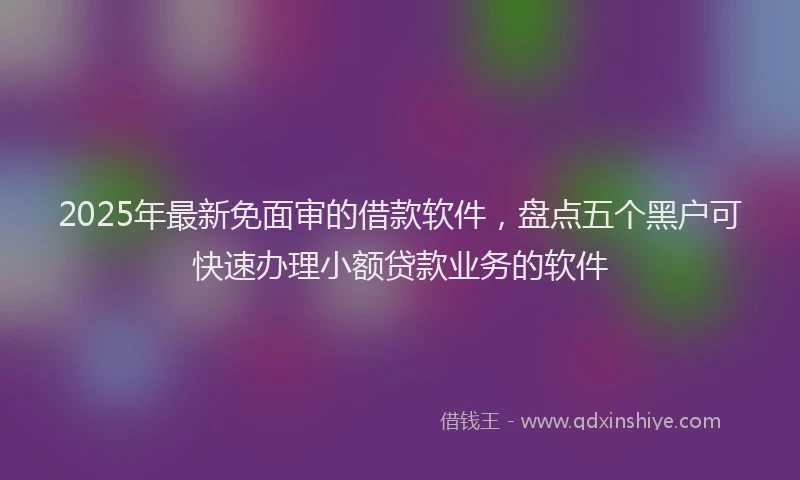 2025年最新免面审的借款软件，盘点五个黑户可快速办理小额贷款业务的软件