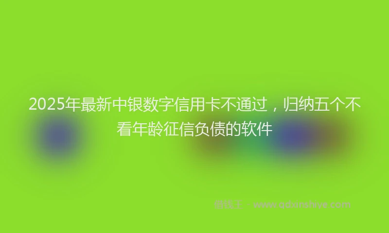 2025年最新中银数字信用卡不通过，归纳五个不看年龄征信负债的软件