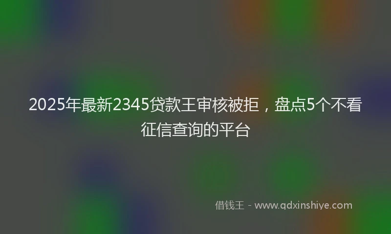 2025年最新2345贷款王审核被拒，盘点5个不看征信查询的平台