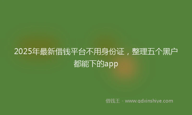 2025年最新借钱平台不用身份证，整理五个黑户都能下的app