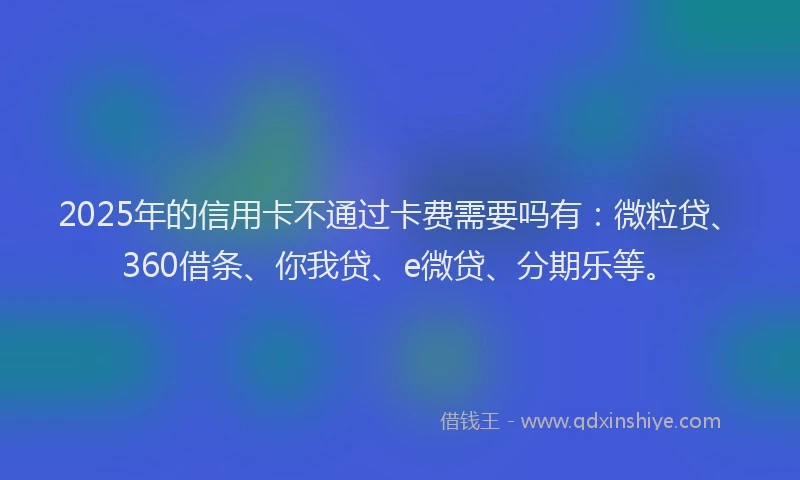 2025年的信用卡不通过卡费需要吗有：微粒贷、360借条、你我贷、e微贷、分期乐等。