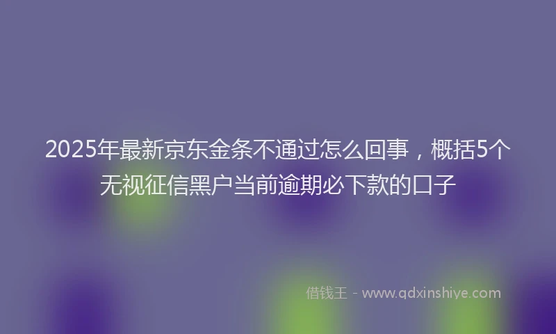 2025年最新京东金条不通过怎么回事，概括5个无视征信黑户当前逾期必下款的口子
