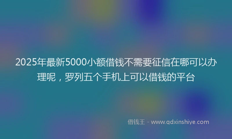 2025年最新5000小额借钱不需要征信在哪可以办理呢，罗列五个手机上可以借钱的平台