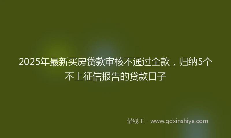 2025年最新买房贷款审核不通过全款，归纳5个不上征信报告的贷款口子
