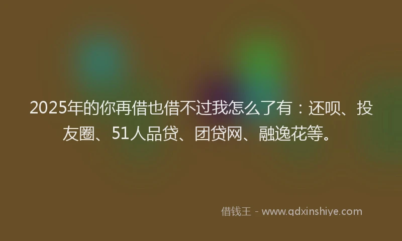 2025年的你再借也借不过我怎么了有：还呗、投友圈、51人品贷、团贷网、融逸花等。