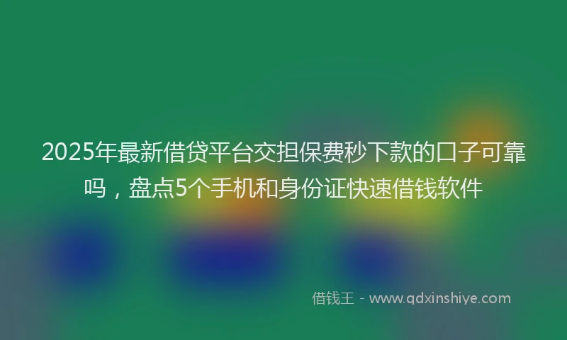 2025年最新借贷平台交担保费秒下款的口子可靠吗，盘点5个手机和身份证快速借钱软件