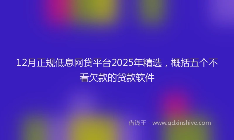 12月正规低息网贷平台2025年精选，概括五个不看欠款的贷款软件